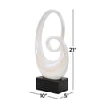 thumbnail image 4 of 10" x 21" White Ceramic Swirl Abstract Sculpture with Black Wooden Base, by DecMode, 4 of 14