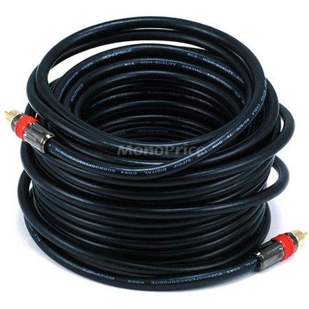 UPC: 0844660026846 | Monoprice Digital Coaxial Audio Cable – 50 Feet – Black | High Quality RG6 RCA CL2 Rated  Gold plated
