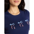 thumbnail image 4 of Social Edition Women's Americana Flag and Bows Graphic Tee, Sizes XXS-XXL, 4 of 5