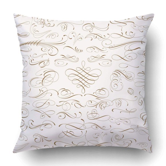 BSDHOME Elegant Classic Swirl Calligraphy Divider Filigree Abstract Certificate Pillowcase Cover Cushion 18x18 inch