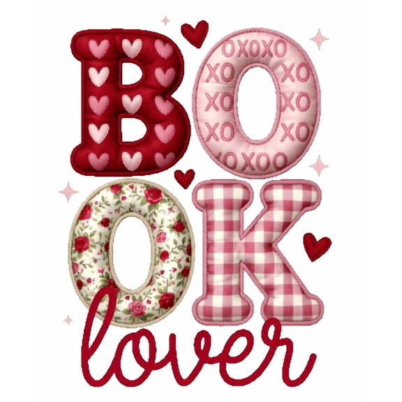 Book Lover Pink & Red Hearts & Plaid Themed Birthday Edible Icing Image Cake Topper, by Tnct.
