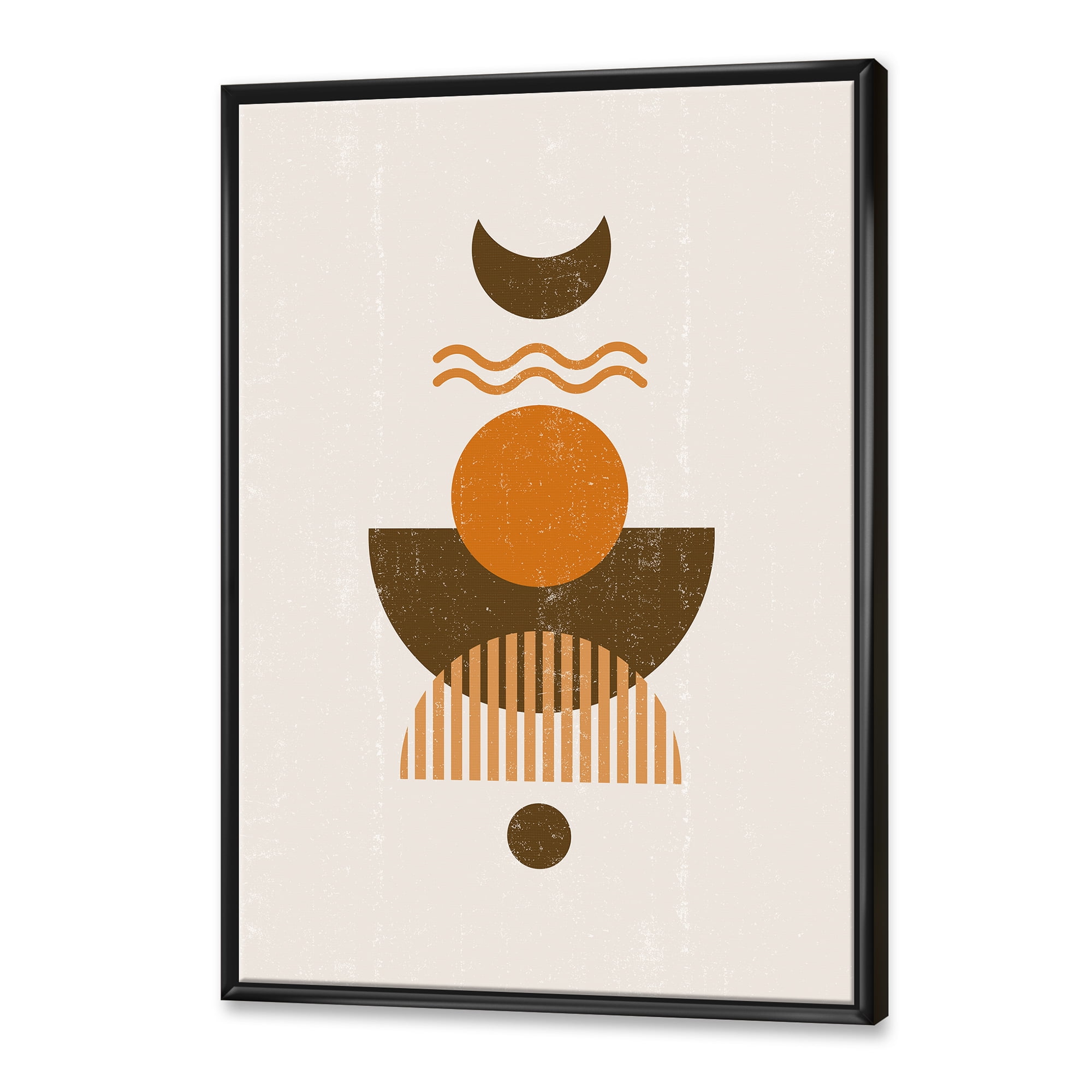 Designart 'Abstract Moon and Sun In Earth Tones' Modern Framed Canvas Wall Art Print
