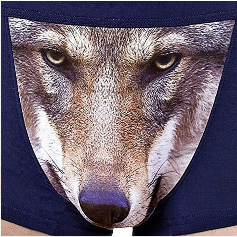 TOYMYTOY Men's Sexy 3D Wolf Head Animal Underwear Briefs Stretch Modal  Underpants Size L (Grey)