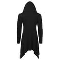 thumbnail image 3 of COOFANDY Long Hooded Cardigan Ruffle Shawl Collar Open Front Lightweight Drape Cape Overcoat with Pockets, 3 of 9