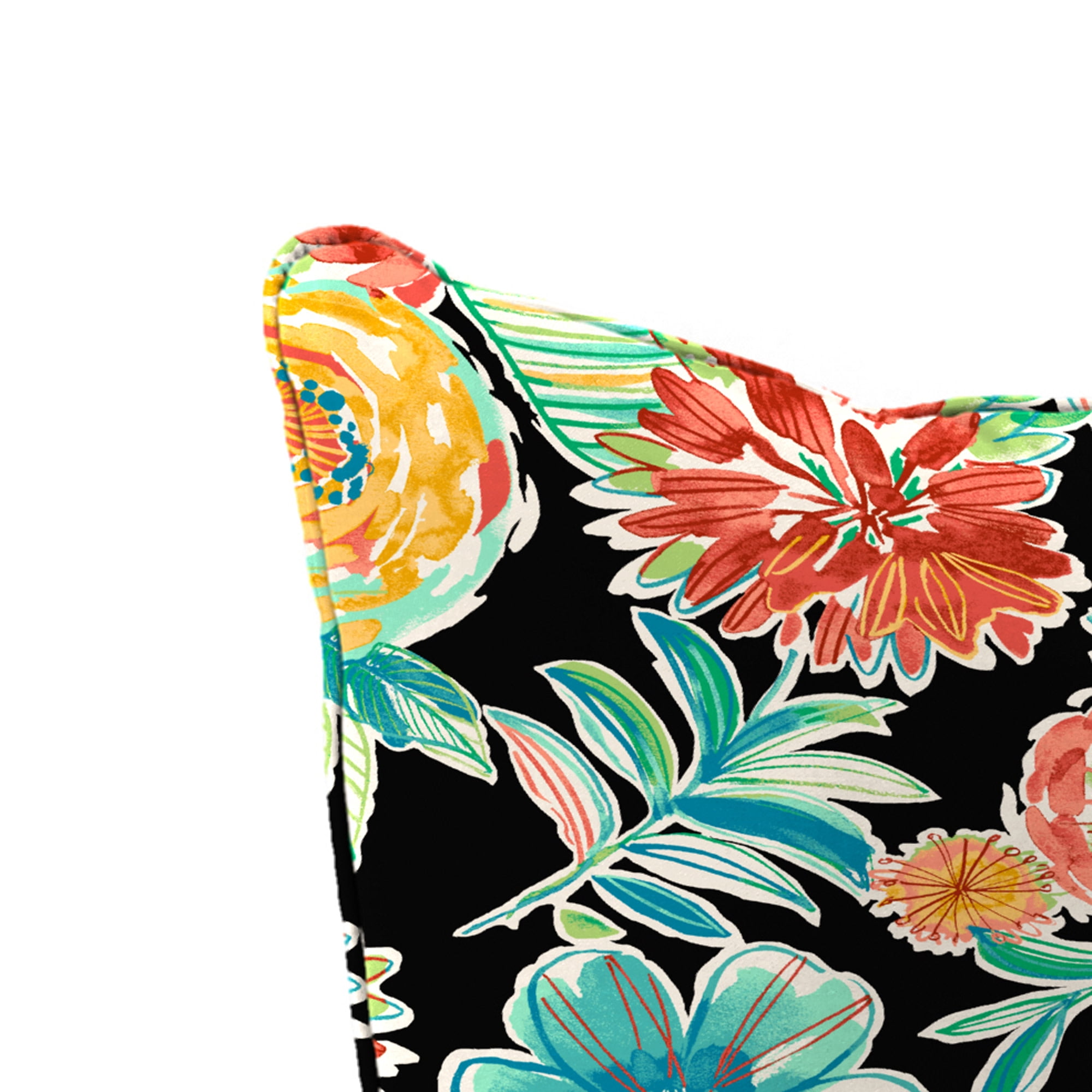 Jordan Manufacturing 46.5" x 24" Colsen Noir Black Floral Rectangular Outdoor Deep Seat Chair Cushion Set with Welt