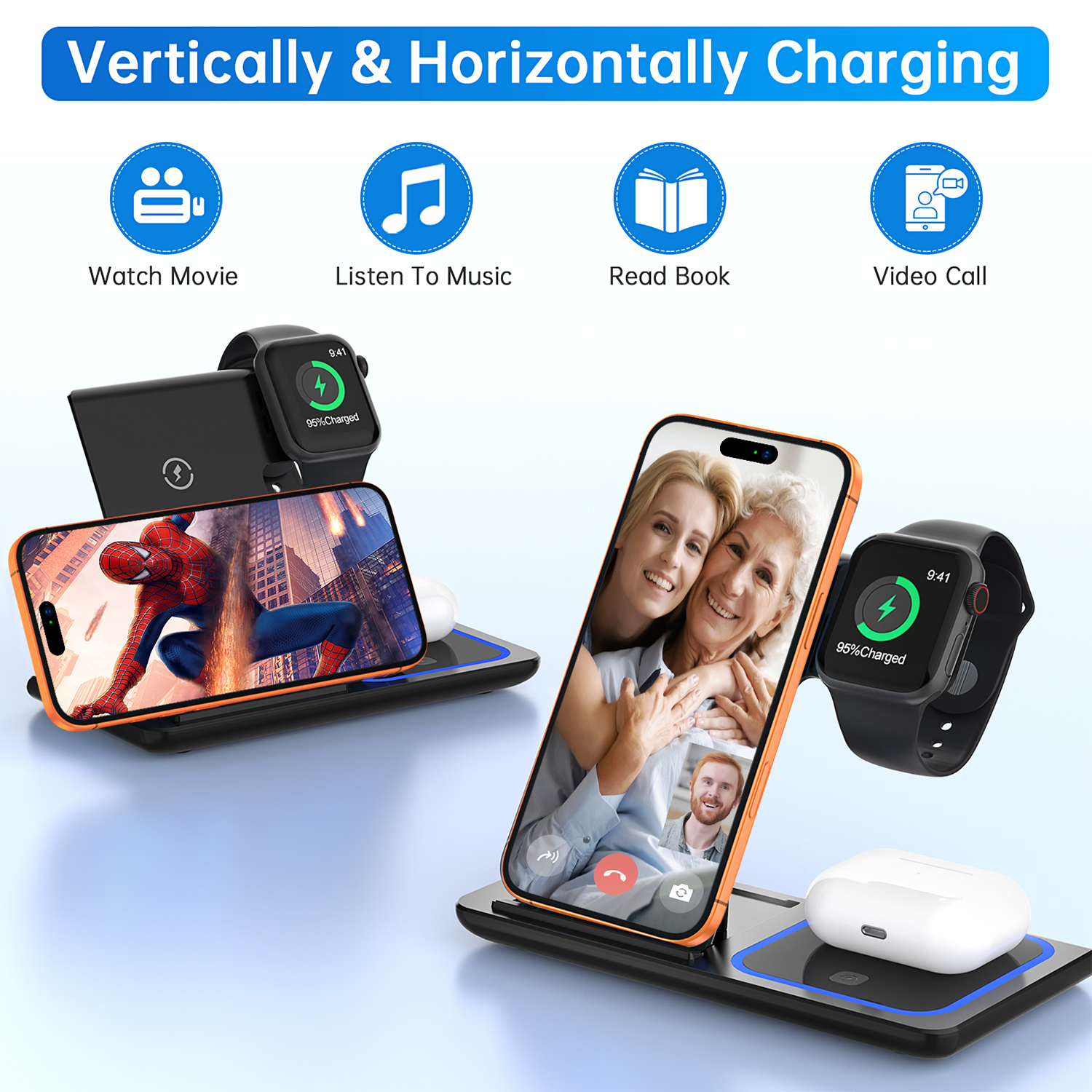 Cshidworld 3-in-1 Wireless Charging Station, 18W Fast Charge photo 4