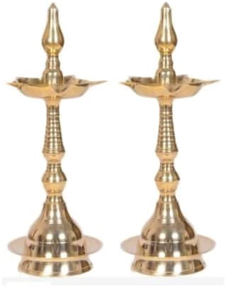 Brass Traditional Kerala Samai/Oil Lamp/Diya/Deepak/Dhoop/Jyoti For Pooja/Aarti/Decoration (Approx. 10 inch)