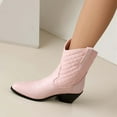 thumbnail image 7 of UngA Sexy Boots for Women Cowboy Boots for Women, Mid Calf Cowgirl Boots with Embroidery Round Toe Western Low Heel Shoes Pink,7.5, 7 of 7
