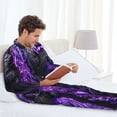 thumbnail image 6 of Daiia Purple Plant White Tiger for Men's Long-Sleeved Pajama Set – Soft & Comfortable Sleepwear Button-Up Pajamas Cozy Lounge Wear-Small, 6 of 7