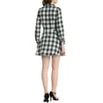 thumbnail image 3 of INSPIRE CHIC Women's Plaid Button up Point Collar Long Sleeve A-Line Dress M White, 3 of 5