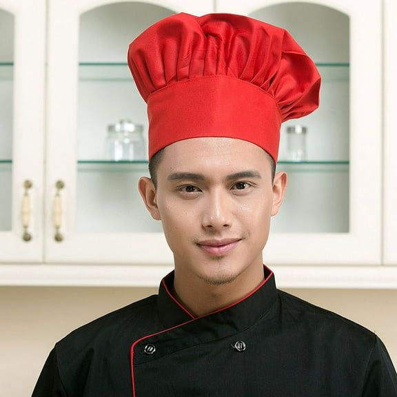 FELTECHELECTR Hat for Restaurant 1Pack Red Chef Hat Polyester Cotton for Cooking in Commercial Kitchens and Hotels