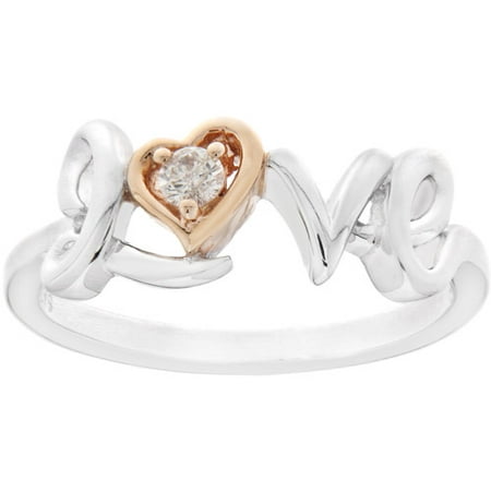 Diamond-Accent Love Ring in 14kt Pink Gold over Sterling Silver, Size 7