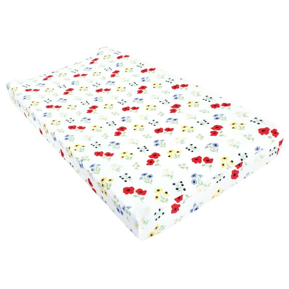 Hudson Baby Infant Girl Changing Pad Cover, Wildflower, One Size