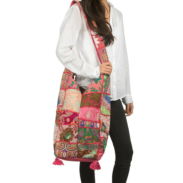 Tribe Azure Pink Women Fashion Hobo Floral Shoulder Bag Monk Style ...