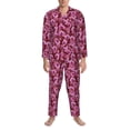 thumbnail image 3 of Honeii Orchids Flowers Pattern Mens Pajamas Set,2pcs Men's Lounge Long Sleeve Sleep Shirt and Pajama Bottoms Sleepwear Set,Mens Pjs Sets-Medium, 3 of 7