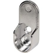 2 Pack Rok Hardware Chrome 30 mm x 15 mm Oval Closet Rod End Support with 5 mm Pins