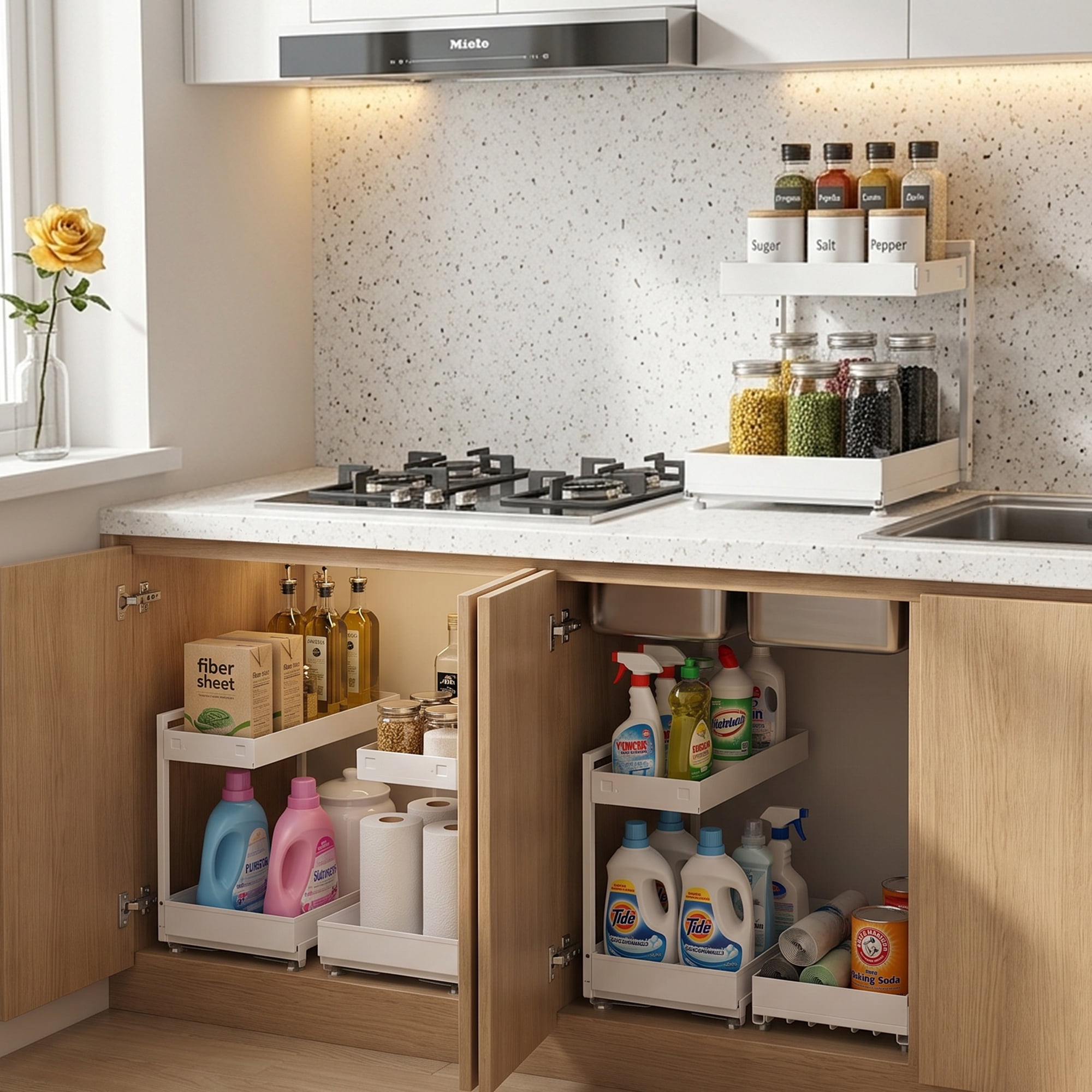 Under-the-Sink Bathroom Organizers, White