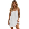 thumbnail image 2 of Backless Cami Dress for Women Spaghetti Strap Summer Flowy Midi Sundress Cotton Beach Lounge Dress White L, 2 of 9