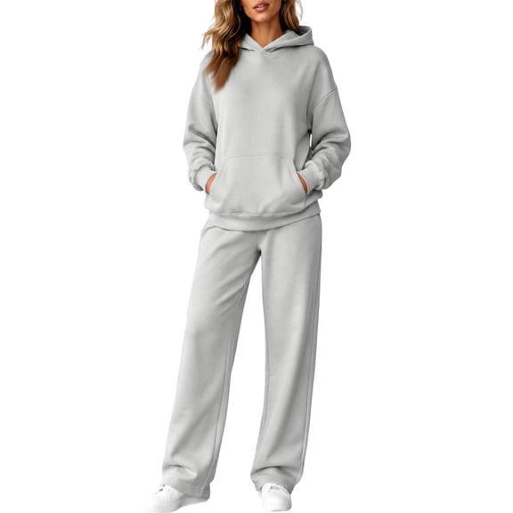Womens 2 Piece Lounge Sets Matching Sweatsuits Oversized Hoodie Jogger Sweatpants Set Workout Tracksuit Airport Travel Outfits Comfy Loungewear