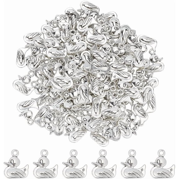 90Pcs Duck Charms Tibetan Style Alloy Pendants Animal Charms Bulk Mini Metal Pendant Finding