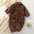 thumbnail image 3 of KAUOD Boys Girls Fleece Padded Jumpsuits Zip up Plush Fuzzy Warm Winter Bodysuit Outfits Toddler Plain Soft Romper Clothes, 3 of 4