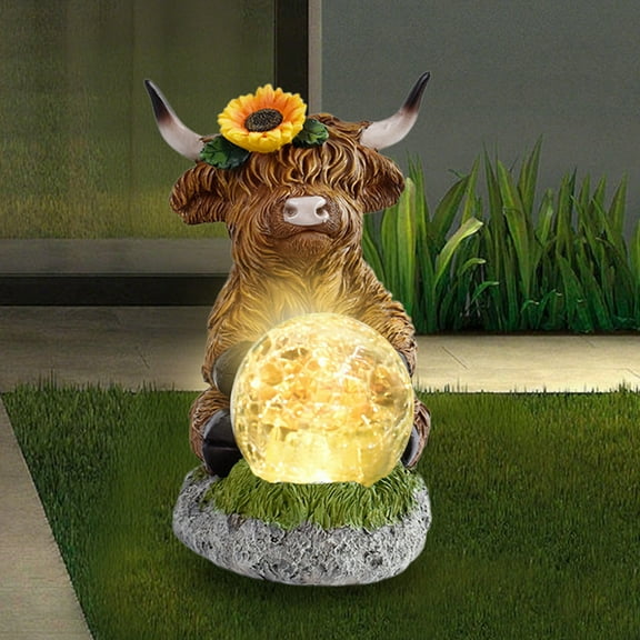 Ywuzuh Solar Garden Lights Highland Cow Statue Garden Decor for Outside Yard Patio Porch Fall Home, Gardening House Warming Gifts New Home, Grandparents Day Presents