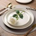 thumbnail image 2 of AmorArc Ceramic Dinnerware Sets for 6, 18 Pieces Handpainted Plates and Bowls Set with Rustic Terracotta Underside, Scratch Resistant Stoneware Dishes Set, Dishwasher & Microwave Safe,Light Beige, 2 of 9