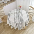 thumbnail image 2 of Boho Cotton Linen Table Cloths Farmhouse Heavy Fabric Table Cover Burlap Striped Geometric Washable Table Top for Parties Coffee Kitchen Picnic White Black Round 60 inch(4-6 Seats), 2 of 6