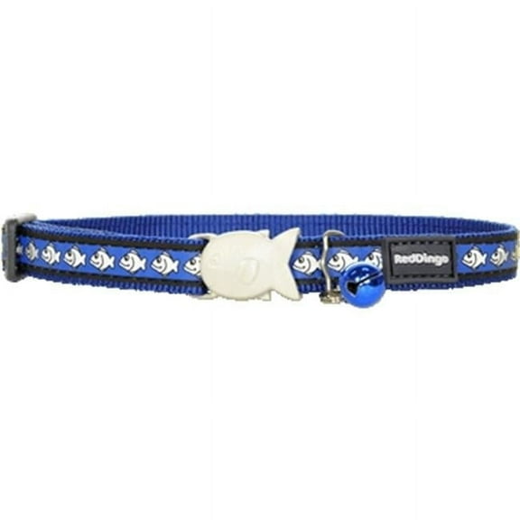 Red Dingo CC-RF-DB-12 Red Dingo Cat Collar Reflective Fish Dark Blue