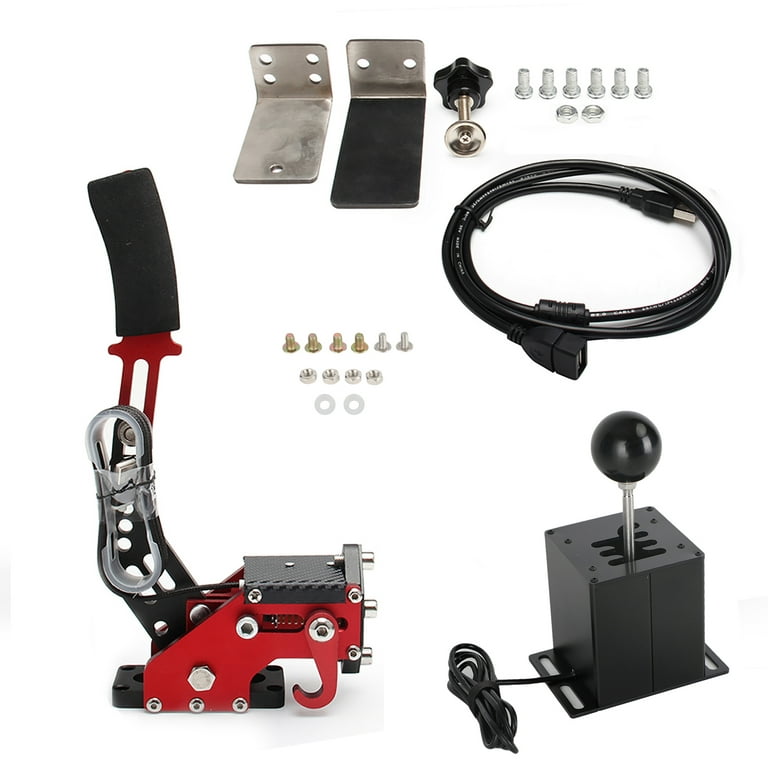 USB Handbrake with Clamp and H Shifter for Logitech G29 T300RS/GT Steering Wheel, Size: Red with 7+R Black Shifter Kits