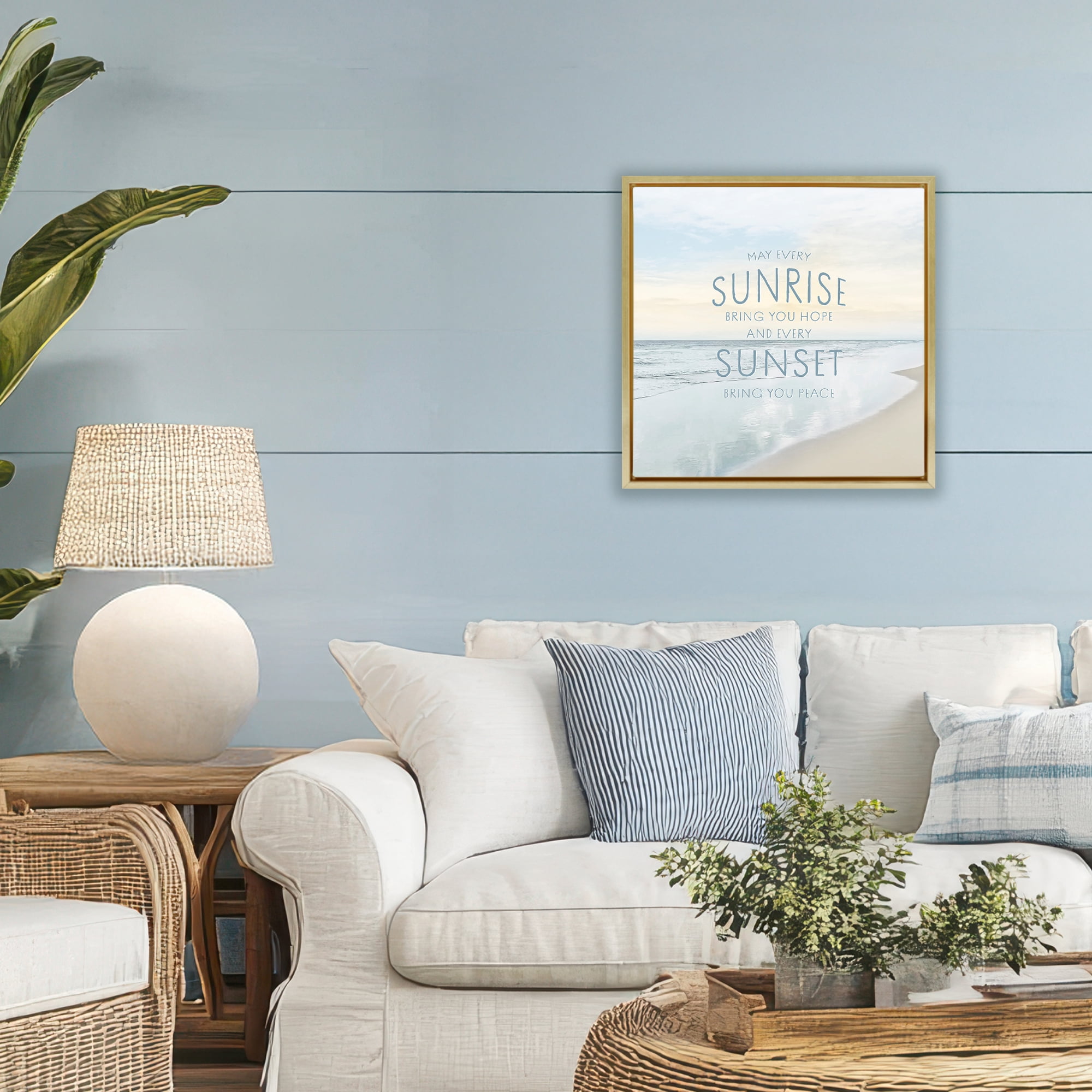 Stupell Industries Sunrise & Sunset Statement Gold Framed Floater Canvas Wall Art, design by Natalie Carpentieri