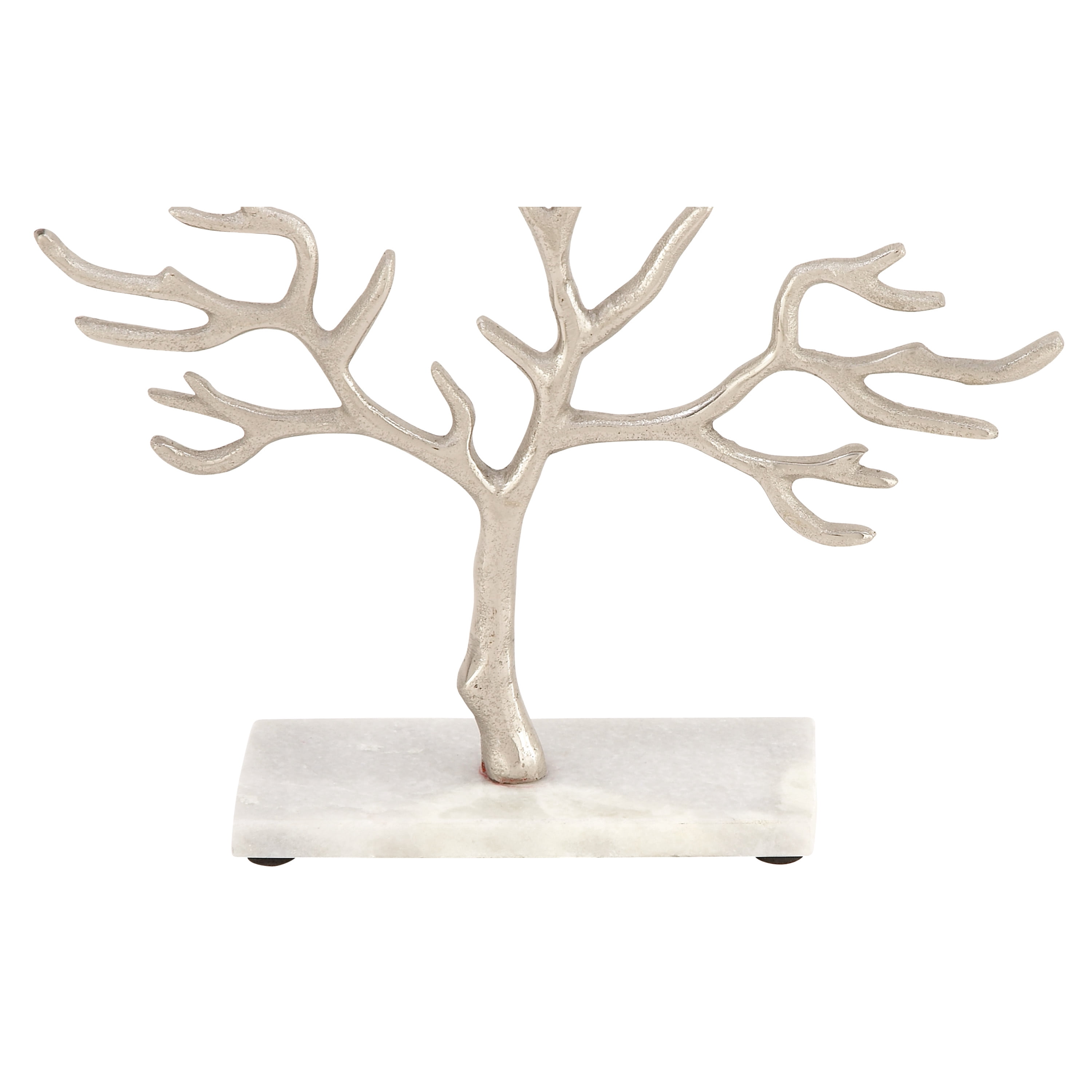CosmoLiving by Cosmopolitan 12" x 10" Silver Marble Tree Jewelry Stand with Rectangular Base, 1-Piece