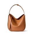thumbnail image 2 of Bolso de mano de piel de vaca, bolsa de viaje Simple y elegante, suave, de cuero genuino, de cubo, de gran capacidad, bandolera de un solo hombro, 2 of 7