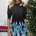 thumbnail image 2 of ZQGJB Women Tops Plus Size Casual T Shirts Long Sleeve Strappy Cold Shoulder Tunics Sparkling Patchwork Irregular Hem Blouse Z#03-Blue XL, 2 of 5