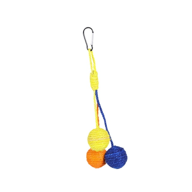 Juguete para gatos: Pelota de sisal, cuerda larga, juguete masticable, regalo para mascotas, hecho a mano, para jugar solo. amarillo naranja azul