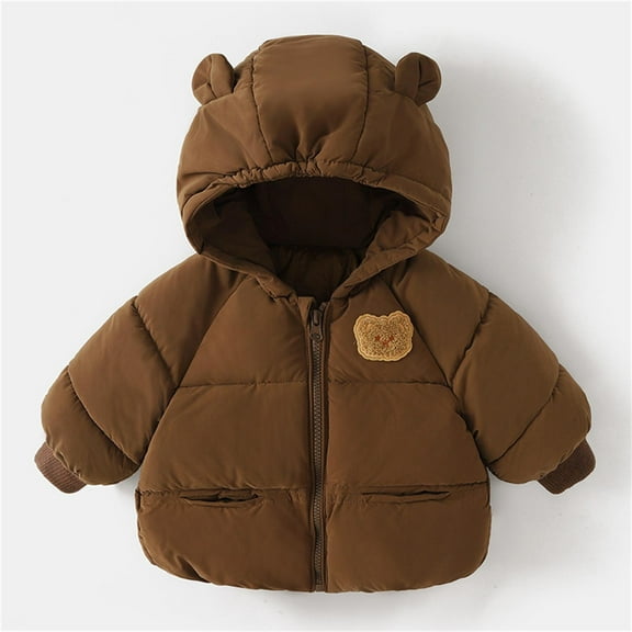 Kids Baby Boys Girls Winter Coat,Toddler Puffer Coat Cute Bear Ear Hooded Jacket Zipper Windproof Jacket Outwear For Baby Boys Baby Girl Jacket Little Boys Girls Clothes 4-5 Years