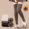 thumbnail image 6 of HNMKIU Extra Long Thermal Leg Warmers Lined Thigh High Socks Winter Warm Knee Covers Coffee - One Size, 6 of 7