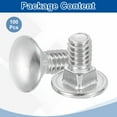 thumbnail image 3 of Uxcell 100Pack 1/4"-20x1/2" Stainless Steel Carriage Bolts Round Head Square Neck, Silver, 3 of 7
