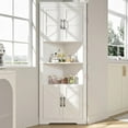thumbnail image 3 of Corner Cabinet 67” Tall, Farmhouse Corner Cabinet with Doors and 5 Shelves, Bathroom Cabinet Organizer Home Space Saver for Kitchen, Living Room, White, 3 of 8