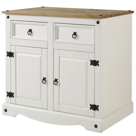 OS Home and Office Furniture Wood Buffet Sideboard in Distressed White