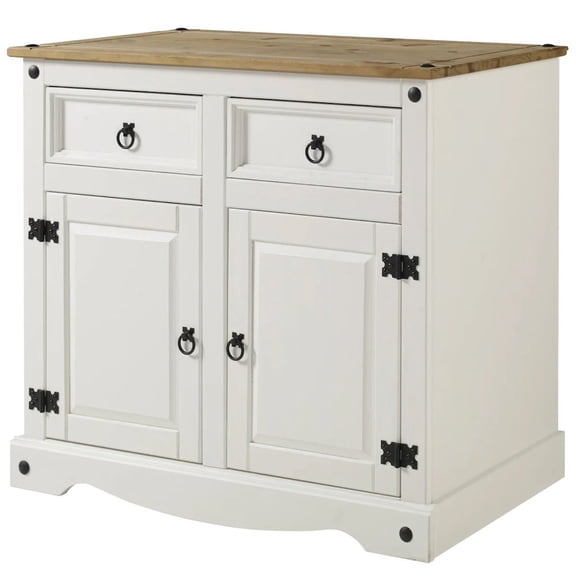 OS Home and Office Furniture Wood Buffet Sideboard in Distressed White