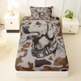 thumbnail image 3 of Homewish Camo Dog Duck Twin Sheets,Vintage Animal Theme Bedding,Brown,3pcs,1 Fitted Sheet and 1 Pillowcase, 3 of 6