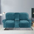 thumbnail image 3 of Topchances Non Slip Velvet Recliner Chair Slipcover, Peacock Blue, 3 of 9