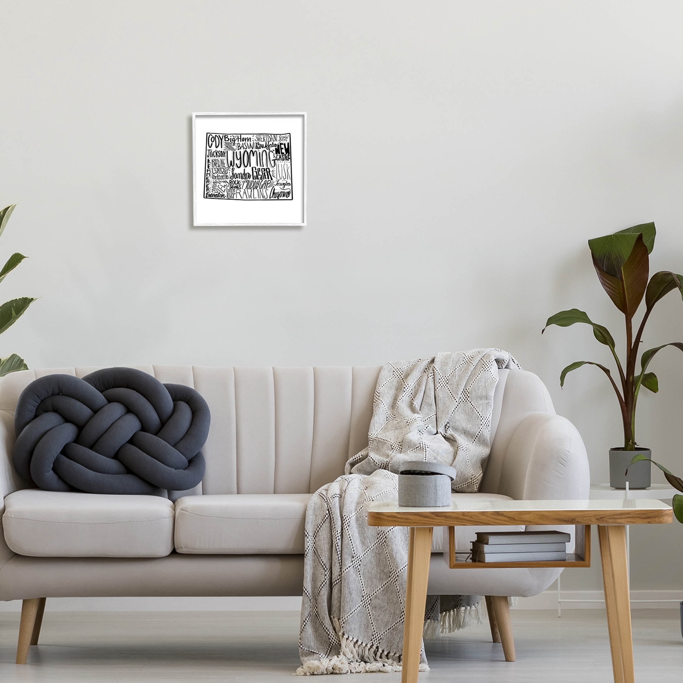 Stupell Industries Wyoming Cities Typography Map Graphic Art White Framed Art Print Wall Art, Design by The Saturday Evening Post