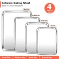thumbnail image 3 of Coliware Baking Sheet Set of 4, Stainless Steel Cookie Sheet for Toaster Oven, Bakeware with Rectangle Size 9/10/12/16 inch, Mirror Finish & Dishwasher Safe, 3 of 7