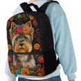 thumbnail image 4 of Uourmeti Dog and Floral Pattern Everyday Backpack for Adults, 17 Inch Smooth Zipper Adjustable Buckle School Backpack for Travel Daily Use, 4 of 6