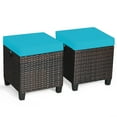 thumbnail image 2 of Costway Lot de 2 Poufs en Rotin pour Patio avec Coussin, Repose-Pieds, Table Basse, Turquoise, 2 of 10