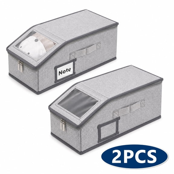 Stackable Hat Storage Boxes - Clear PVC Organizer Holds 12 Caps Each with Cardboard Base for Closet,2 Pcs
