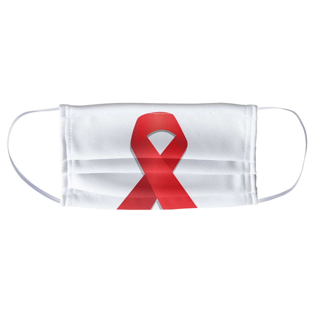 Red Awareness Ribbon Drug Free HIV AIDS 1-Ply Reusable Face Mask ...