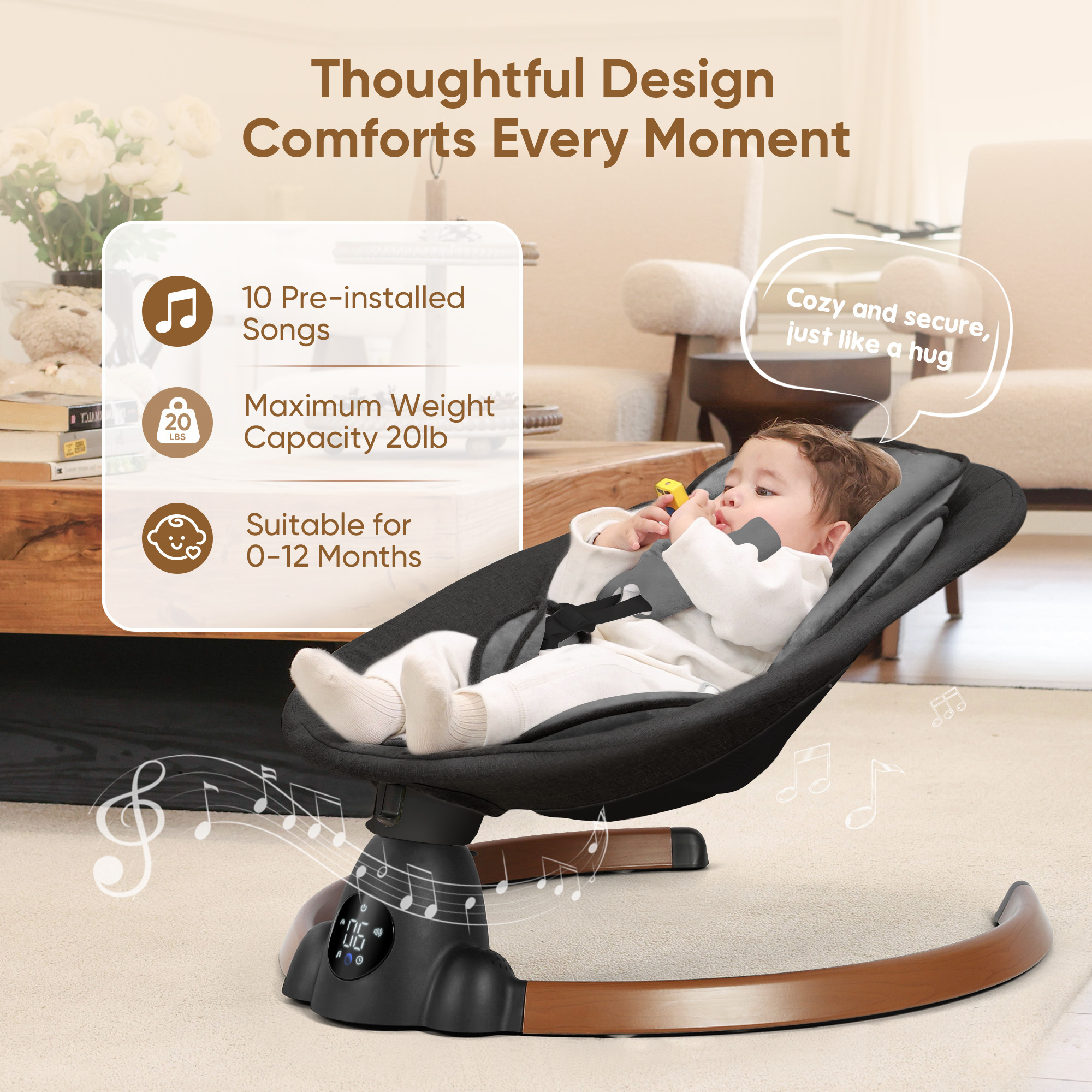 Babyeap Smart Electric Baby Swing with Bluetooth Control photo 7